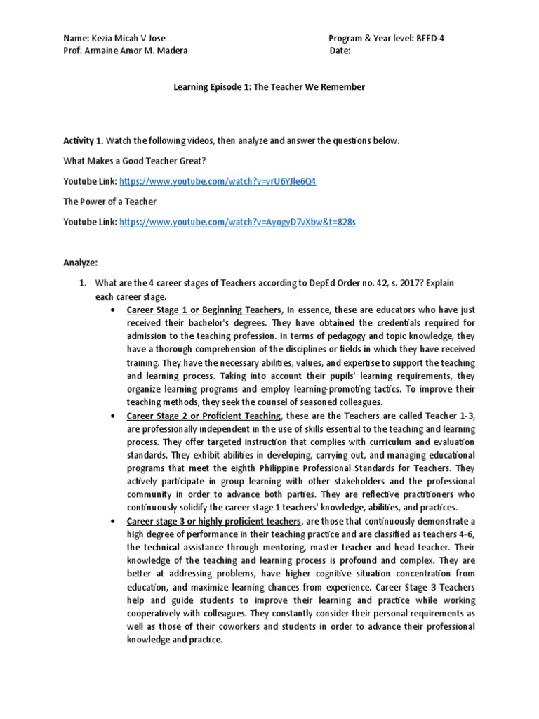 Understanding DepEd Teacher Career Stages | PDF | Teachers | Teaching ...