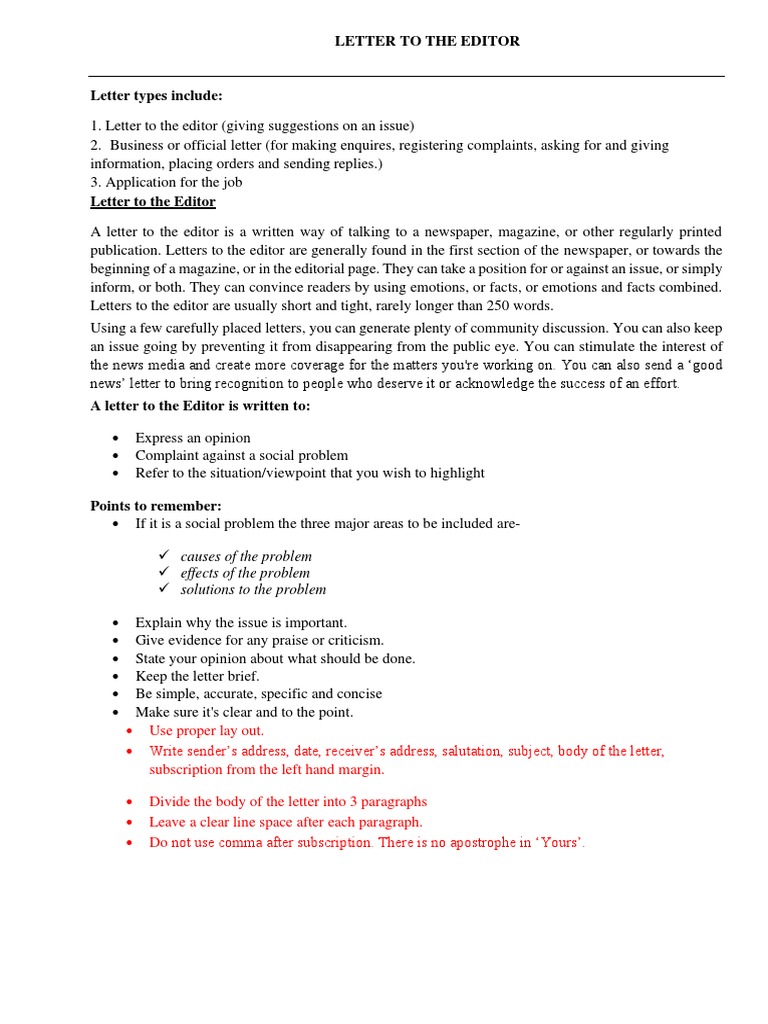 Writing Effective Letters to the Editor | PDF | Letter To The Editor | News