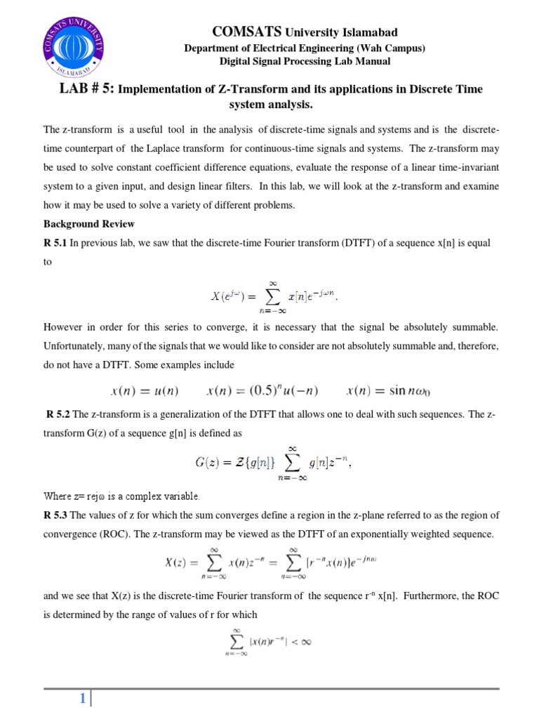 EEE321 Digital Signal Processing LAB 5 PDF Mathematical