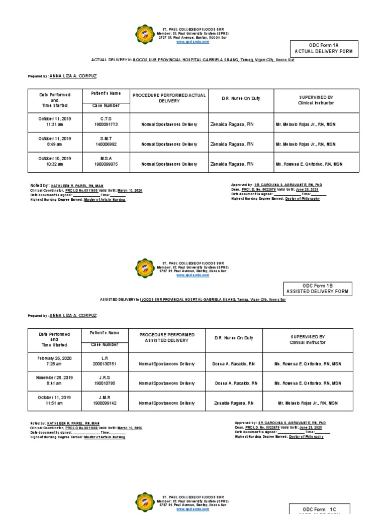 ODC FORM Anna | PDF | Nursing | Medical Specialties
