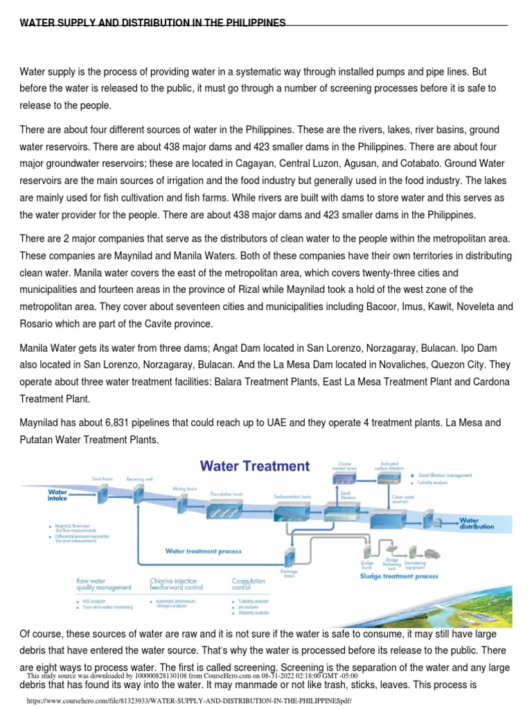 Water Supply and Distribution in The Philippines PDF PDF Water