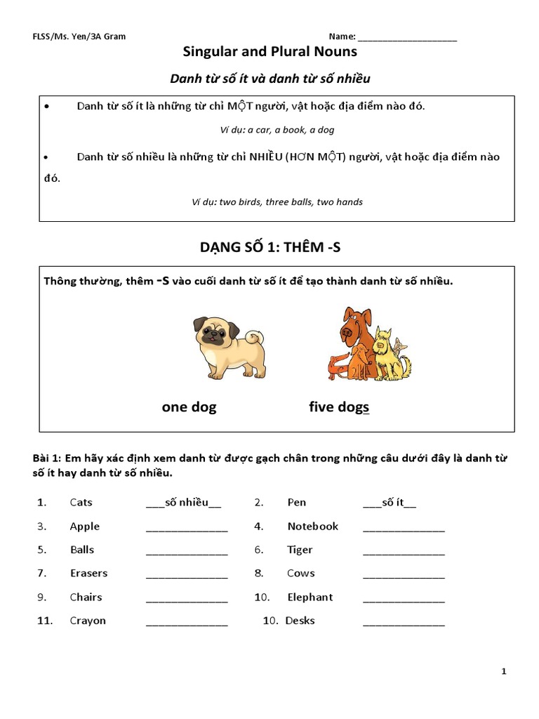 Singular And Plural Nouns Pdf