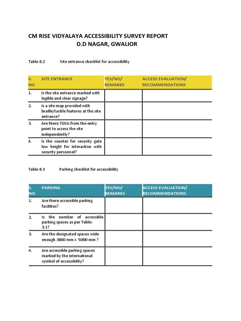 Accessibility Survey Report for CM RISE Vidyalaya | PDF | Stairs ...