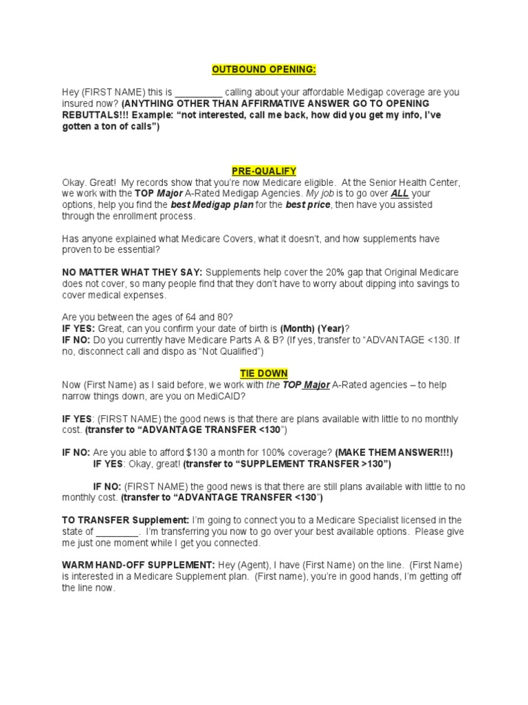 Medicare Call Center Script | PDF | Medicare (United States) | Social ...