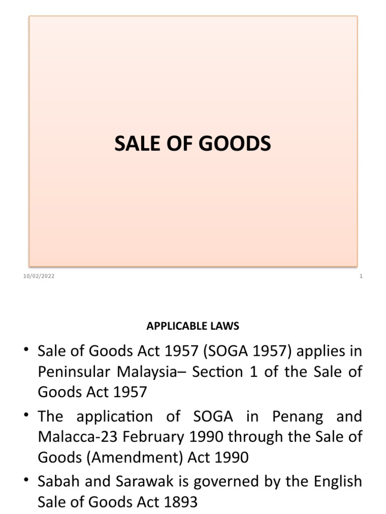 Law 416 Sale of Goods (2) Chapter 4 PDF Breach Of Contract