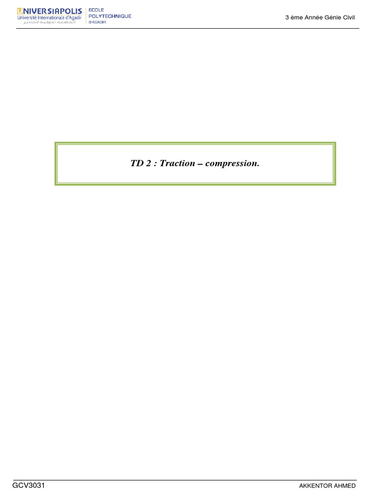 5 TD Traction Compression | PDF | Élasticité (Physique) | Résistance ...