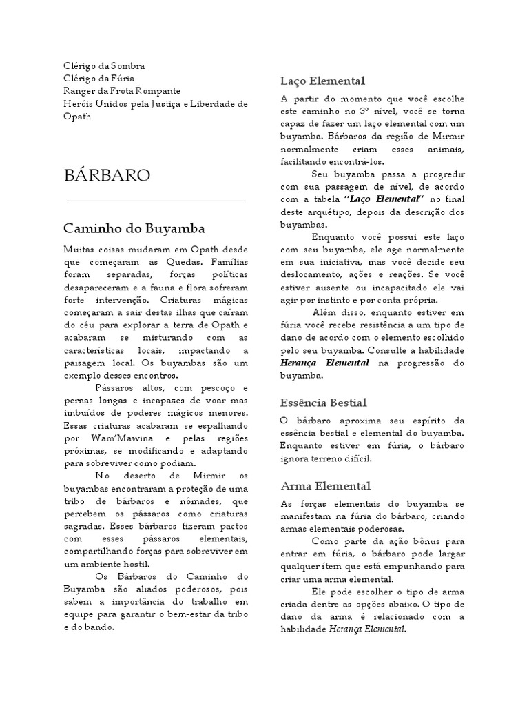 Bárbaros e Buyambas em Opath | PDF | Dragão | Aves