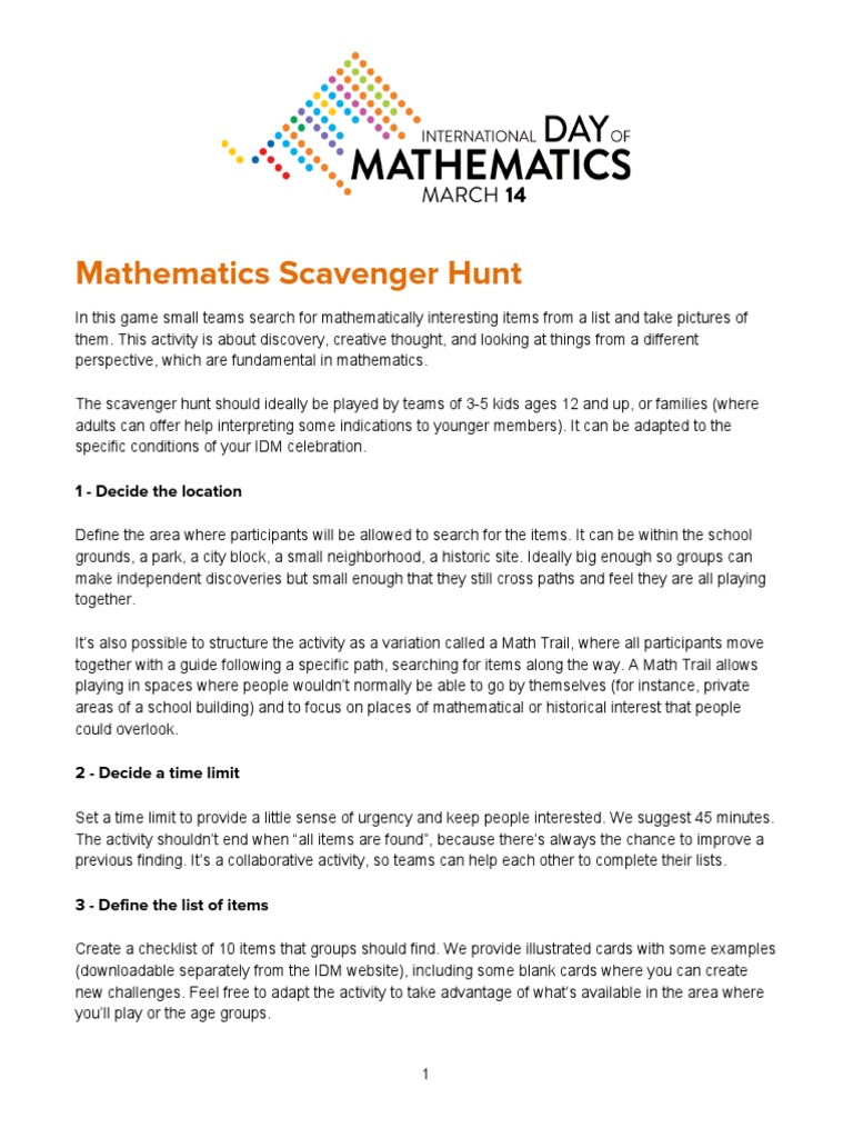 Idm Scavenger Hunt en | PDF | Mathematics | Thought