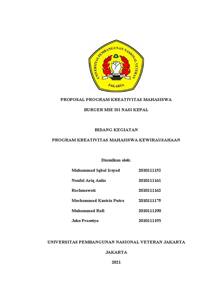 Proposal PKM Kewirausahaan Burger Mie | PDF