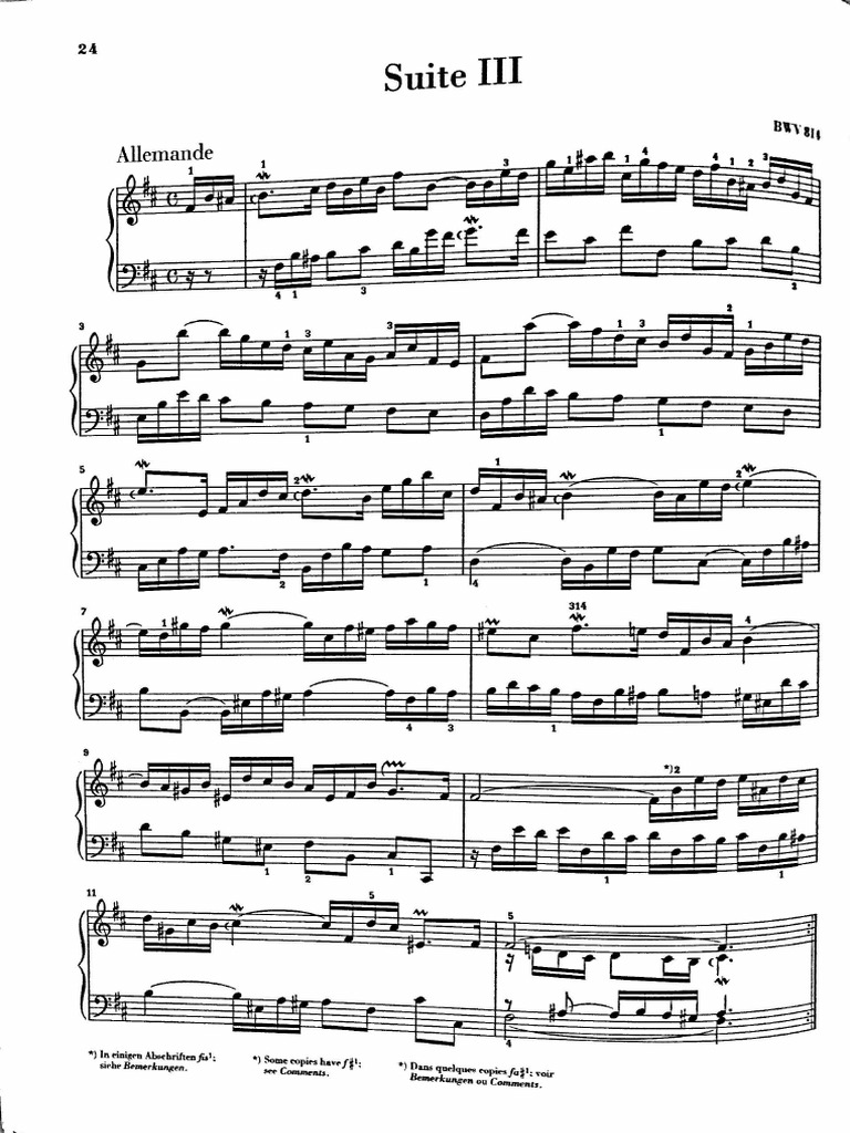 Bach French Suite No 3 (Extract) PDF