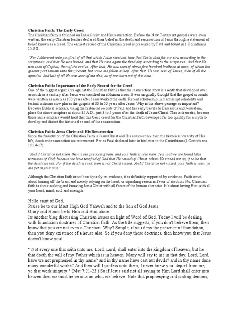 Foundations of The Christian Faith | PDF | Resurrection Of Jesus ...