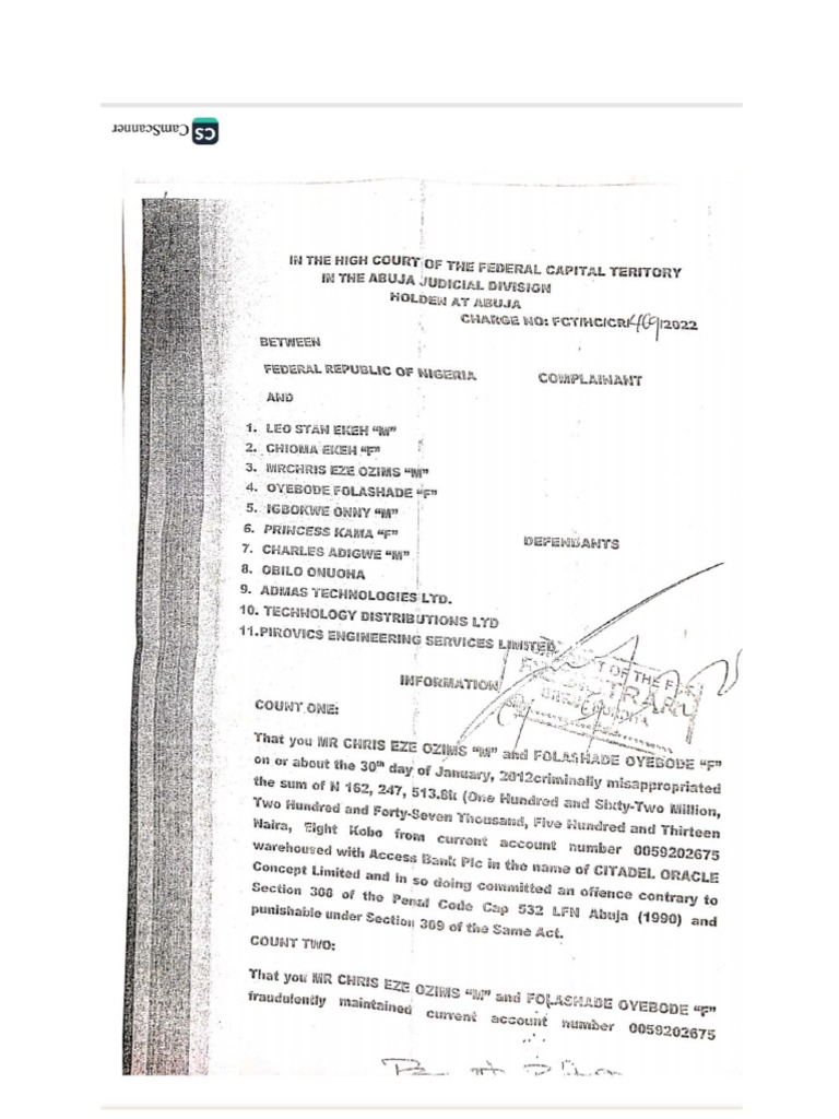 Charge Sheets Obtained by SaharaReporters PDF