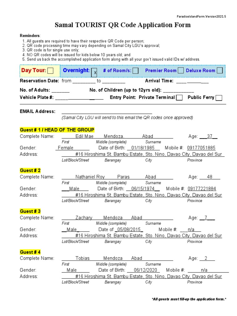 Qr Code Application Form