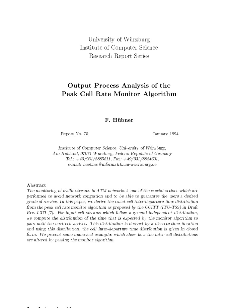 Output Process Analysis of The Peak Cell Rate Monitor Algorithm | PDF ...