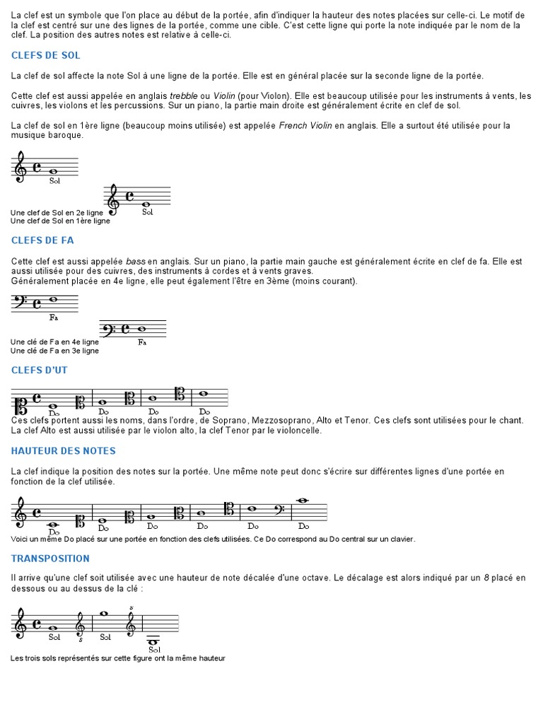 Clés de musique : Sol, Fa et Ut | PDF | Art