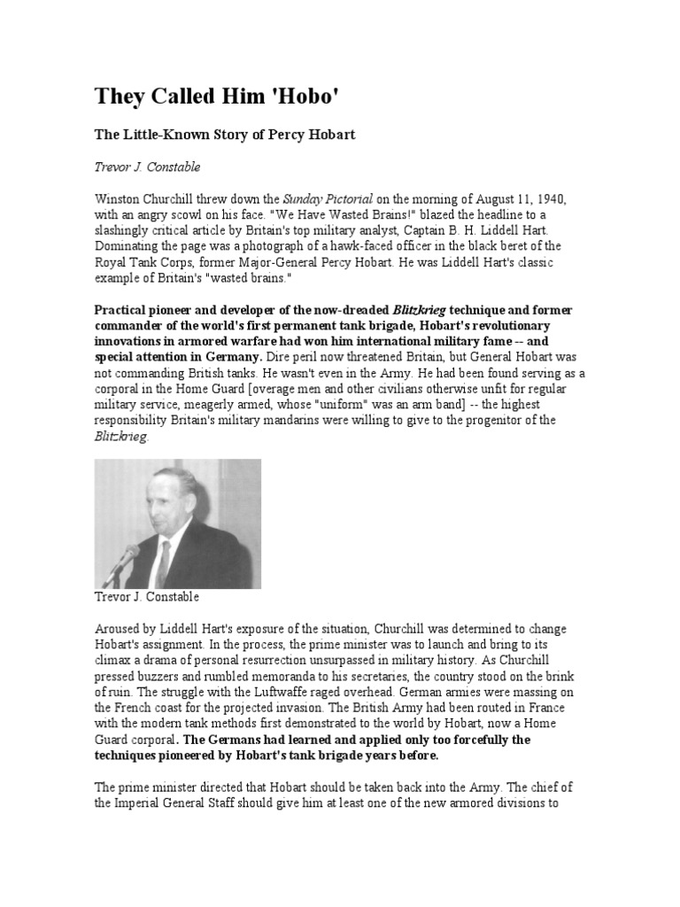 Percy Hobart PDF Tanks Armoured Warfare
