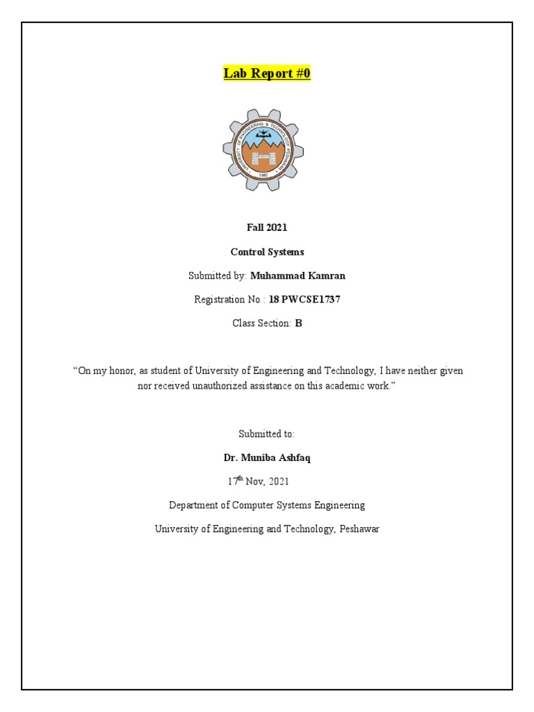 Lab Report Front Page | PDF