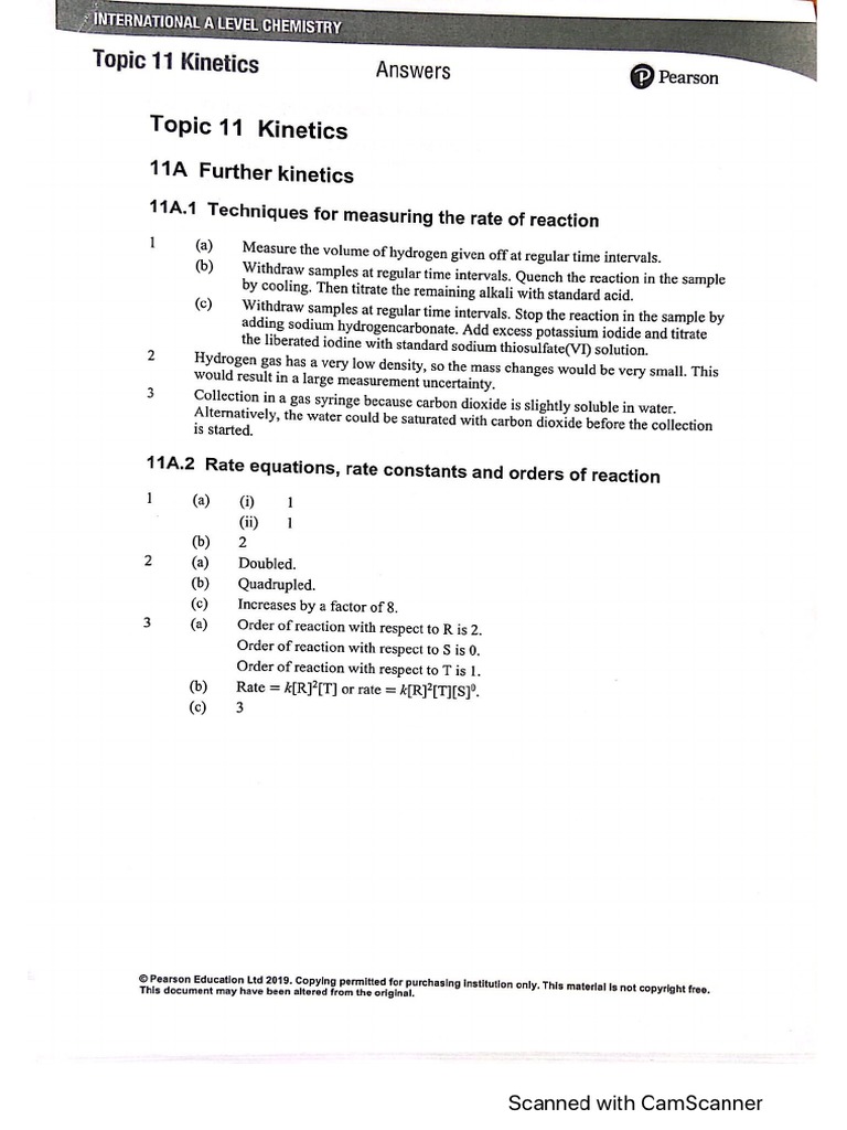Kinetics Answer Key | PDF