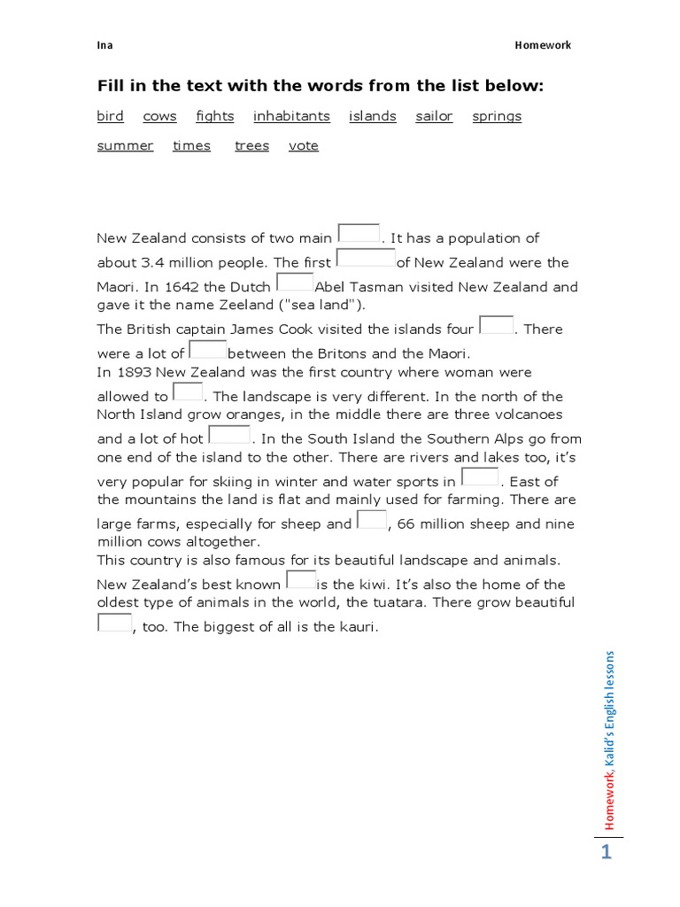Homework 1 | PDF | New Zealand