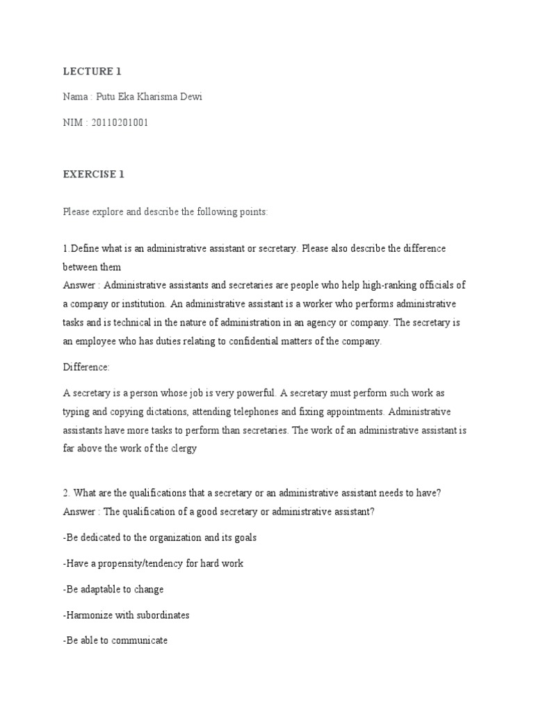 Lecture 1 Exercise 1 | PDF | Self-Improvement