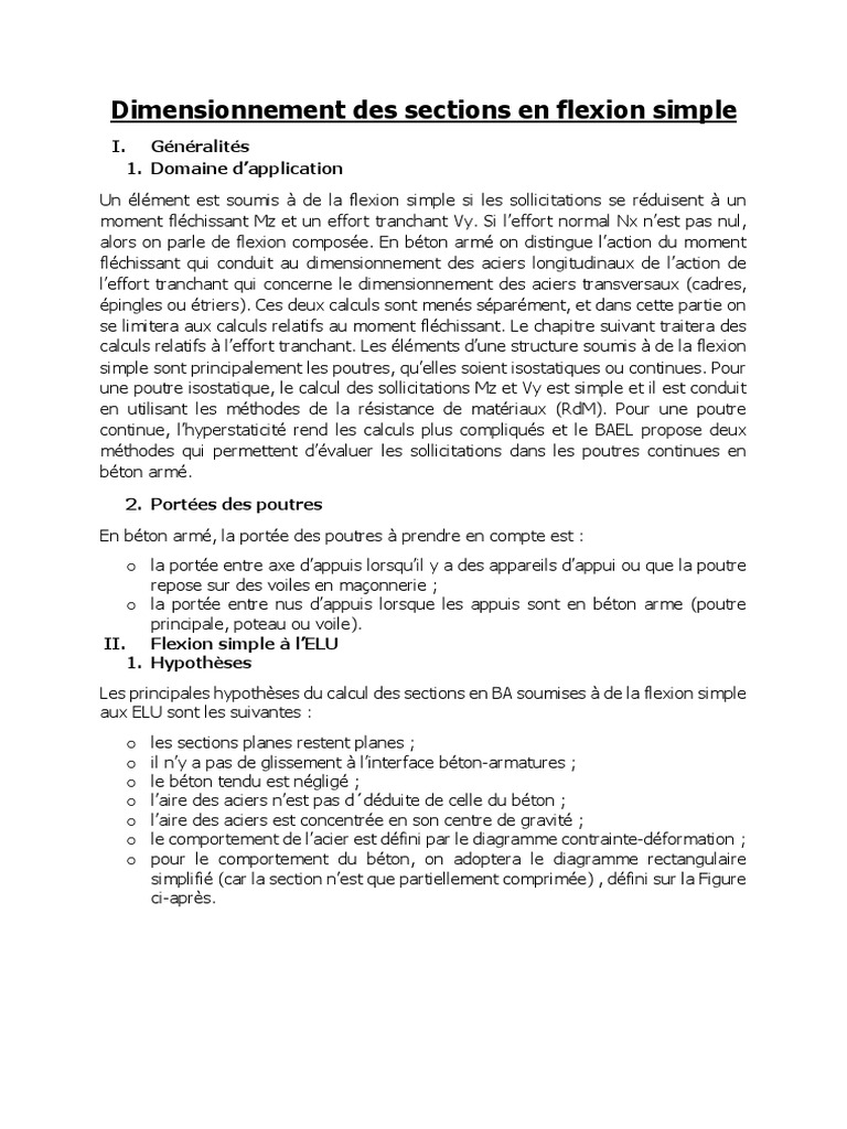 Dimensionnement en flexion simple BA | PDF | Béton armé | Flexion ...