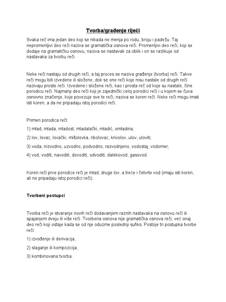 Tvorba Riječi | PDF