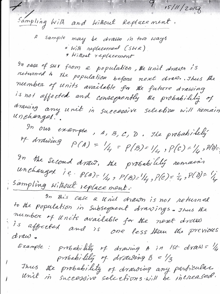Sampling With and Without Replacement PDF