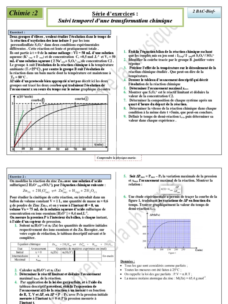 Suivi temporel des réactions chimiques | PDF | Cinétique chimique | Chimie
