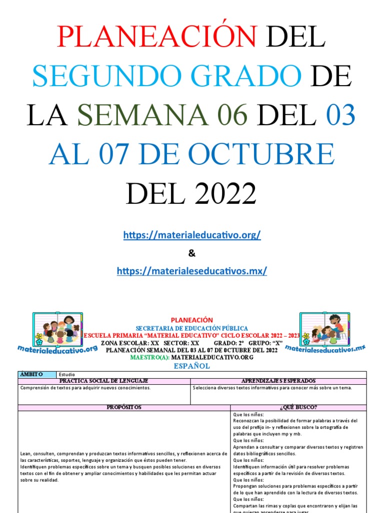 Planeación: Segundo Grado | PDF | Educación primaria | Evaluación