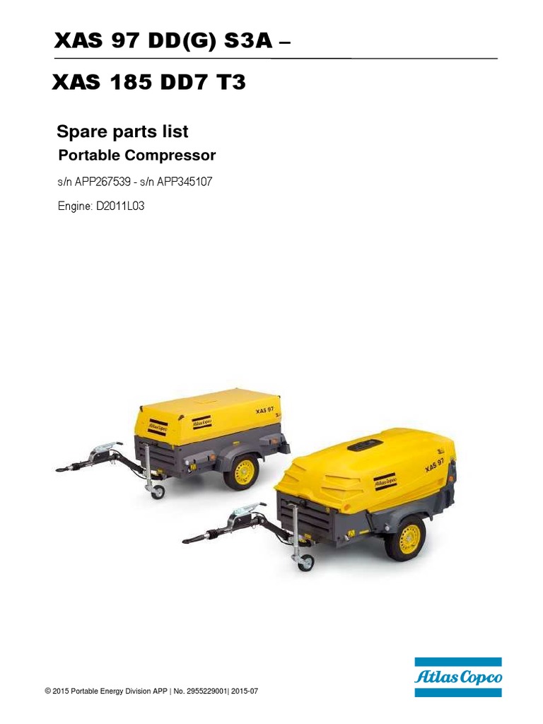 Fabriekshandleiding Atlas Copco XAS 97 185 186 PDF Washer