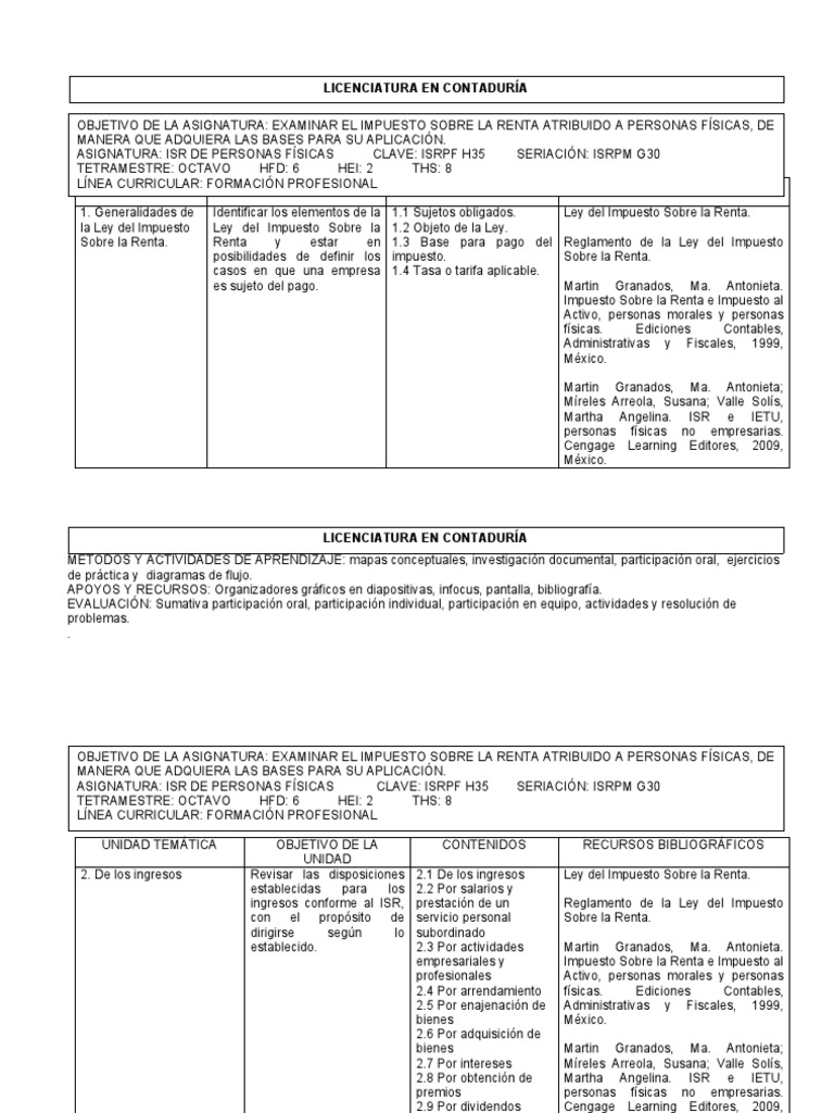 Estudio del ISR para Personas Físicas | PDF | Impuesto sobre la renta ...