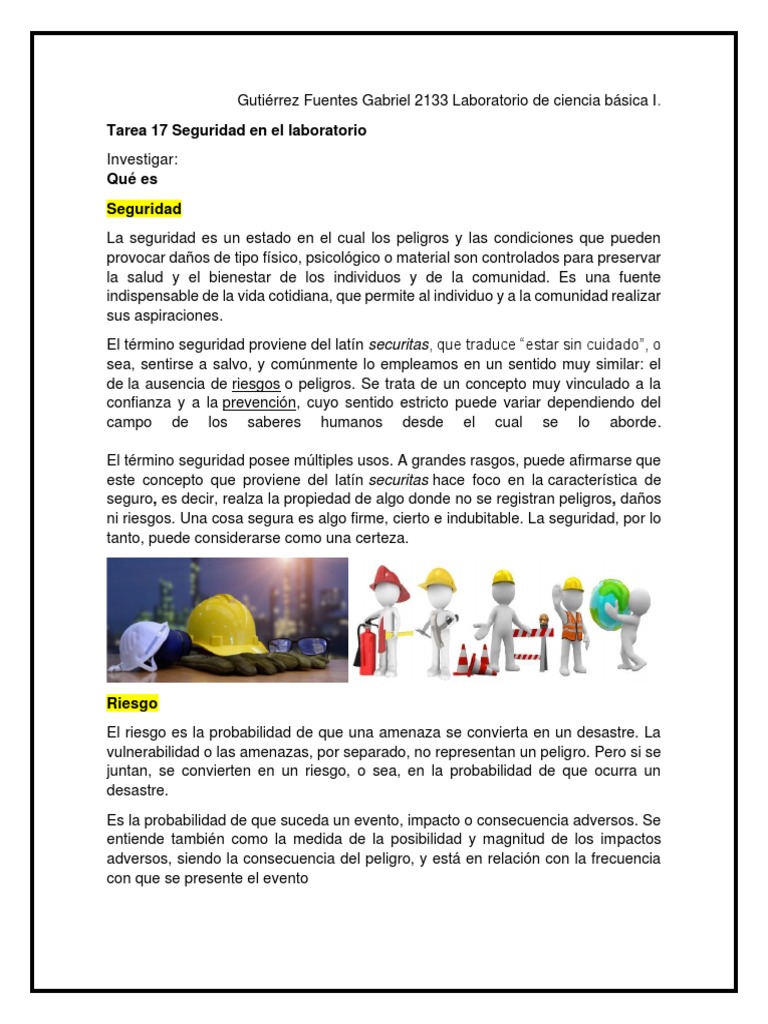 Seguridad en Laboratorios: Riesgos y Normas | PDF | Riesgo | Laboratorios