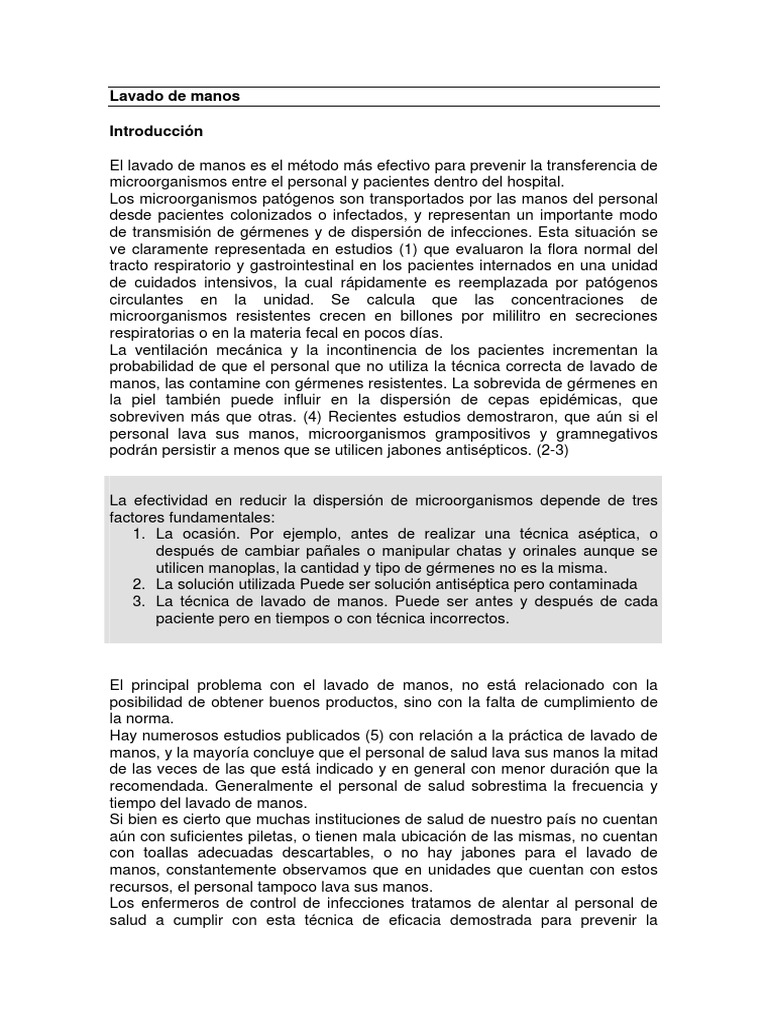 Importancia del Lavado de Manos en Salud | PDF | Lavado de manos ...