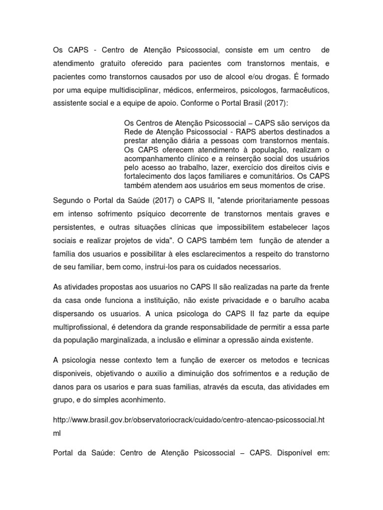 Os Centros de Atenção Psicossocial (CAPS): um serviço gratuito e ...