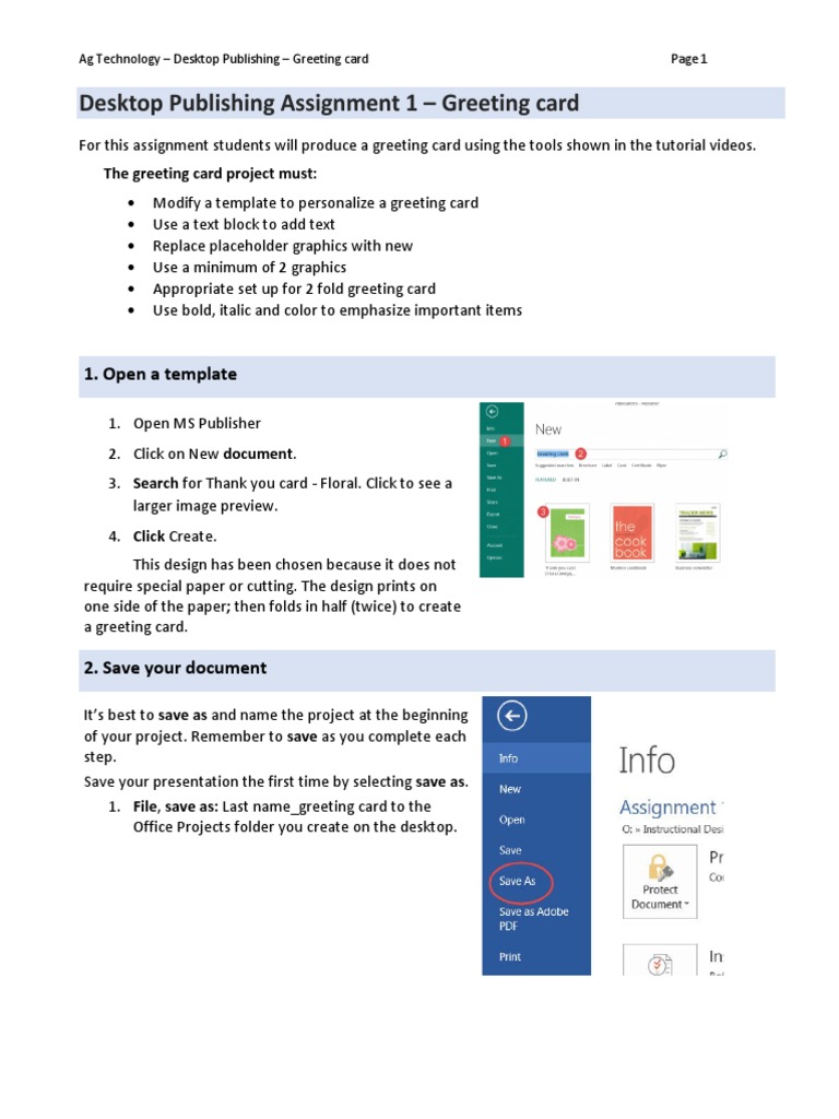 Desktop Publishing Assignment 1 Greeting Card PDF Page Layout