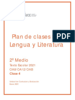 Plan de clases de Lengua y Literatura para 2o Medio
