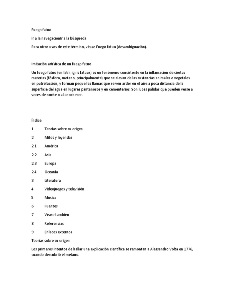 Significado y orígenes del fuego fatuo | PDF