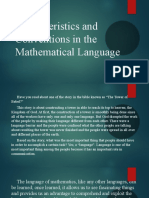 Characteristics and Conventions in The Mathematical Language