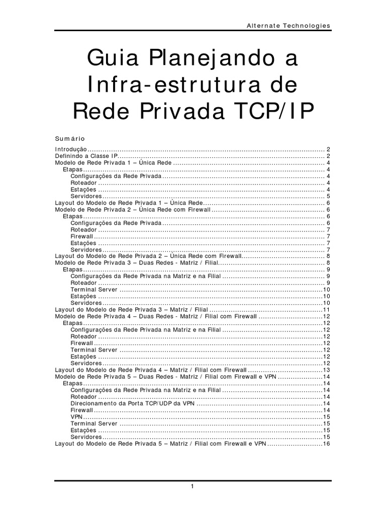 Configuração de Rede Privada TCP/IP | PDF | Endereço de IP | Sistema de ...