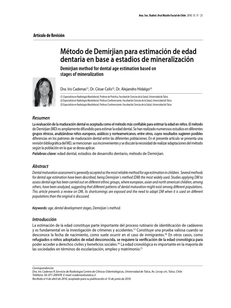 Revisión del método de Demirjian para la estimación de la edad dental y ...