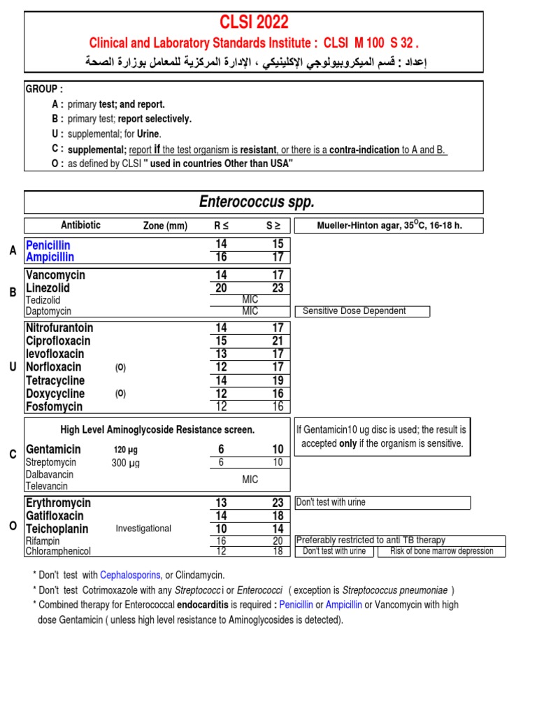 CLSI M100 32e 2022 Central Labs Summary PDF Beta Lactamase