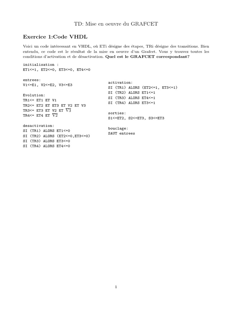 GRAFCET et VHDL : Code et LADDER | PDF | Méthodes et références ...