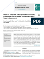 Effects of baffles and vortex generators on cooling performance of a gas turbine combustion chamber