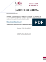 Comunicado #016-2022 Entrega de Notas Subsanacion Ciclo Impar 2022-I