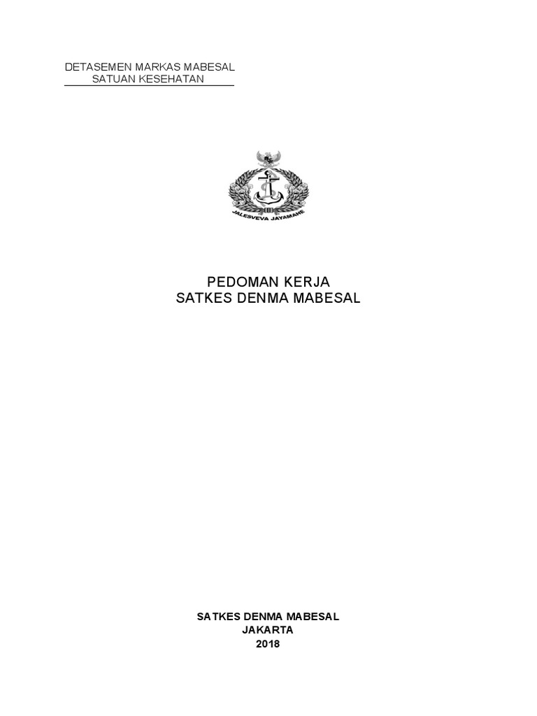 PEDOMAN KERJA SATKES DENMA MABESAL FIXxx | PDF