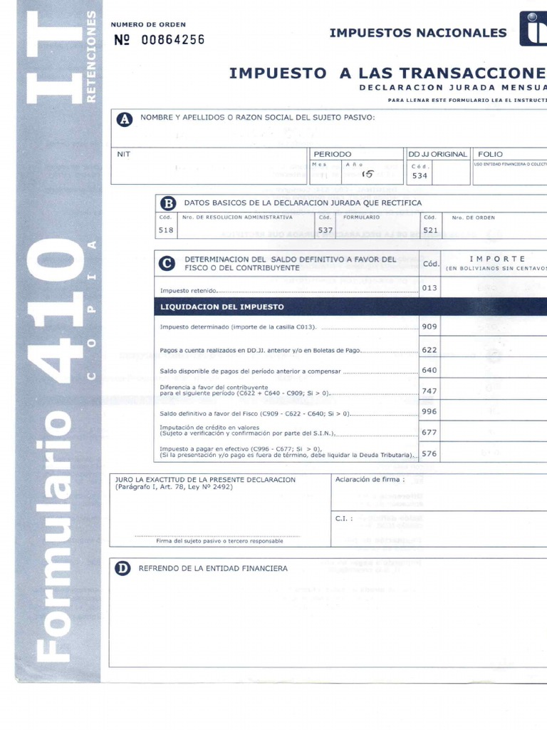 form 410 template
