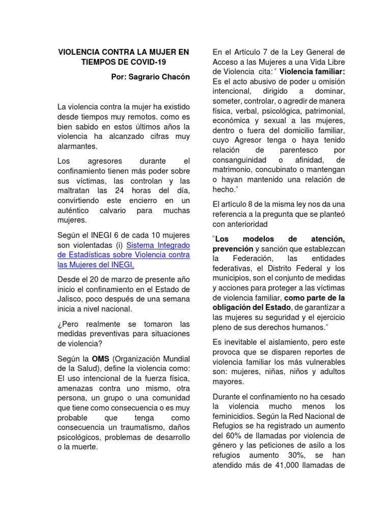 Violencia de género en México durante COVID-19 | PDF | La violencia ...