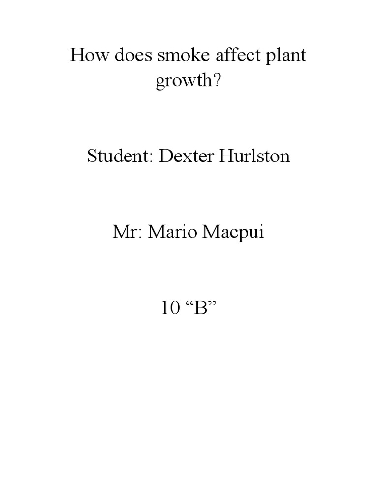 How Does Smoke Affect Plant Growth Si PDF Smoke Combustion