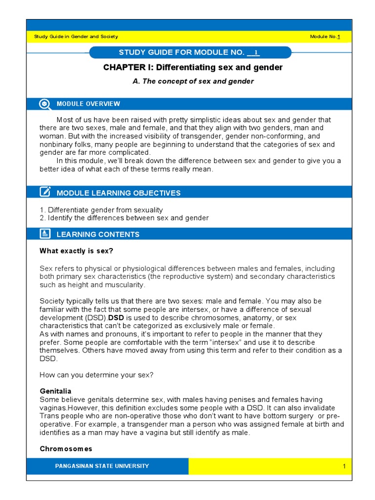 Gee2 Module 1 Sex And Gender Pdf Gender Gender Studies