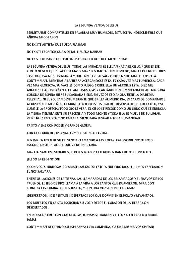 La Esperanza de la Segunda Venida | PDF | Cristo (título) | Jesús